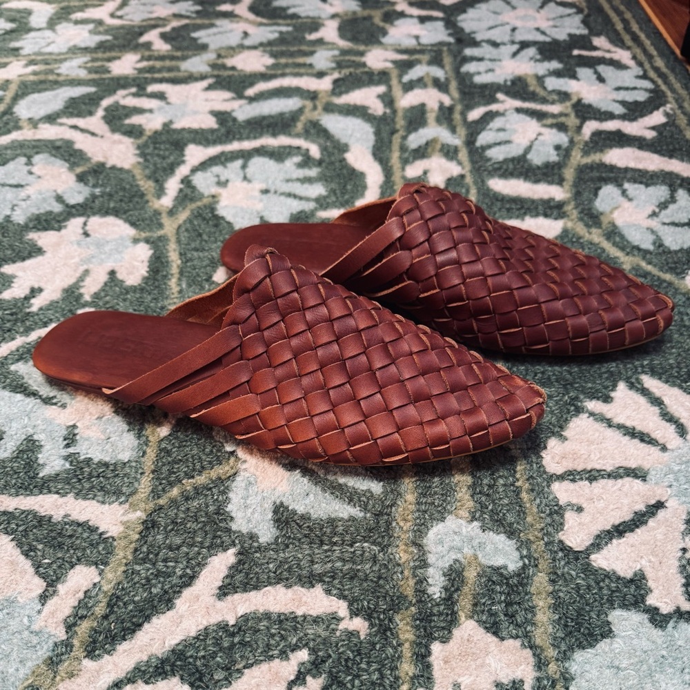 Liberte Leather Woven Mule - Prague Chocolate Slides - Picture 1 of 6